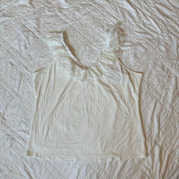 Brea canyon women’s xl Flowy boxy lace cami top cream dainty cottagecore rayon - Picture 3 of 8